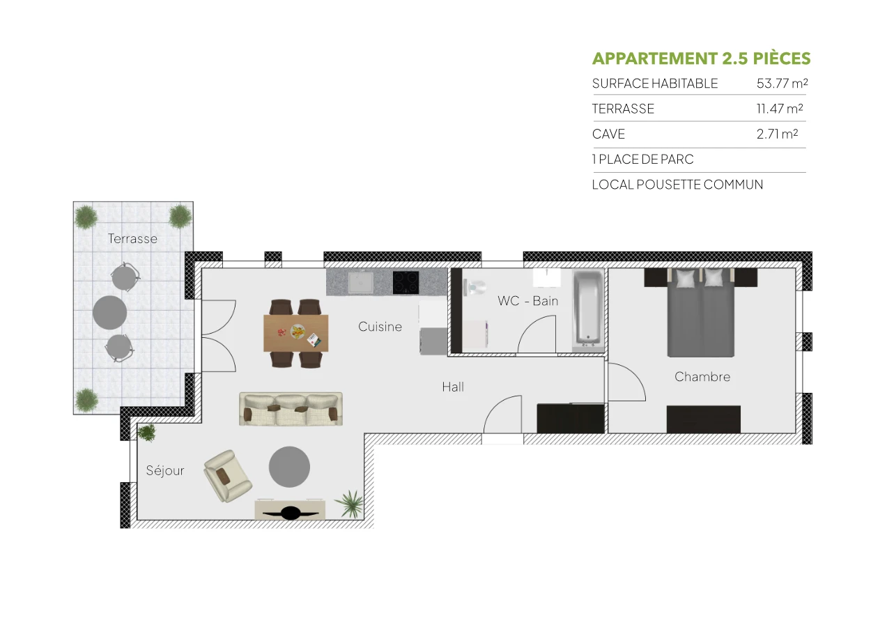 Plan 2.5 piÃ¨ces / REZ