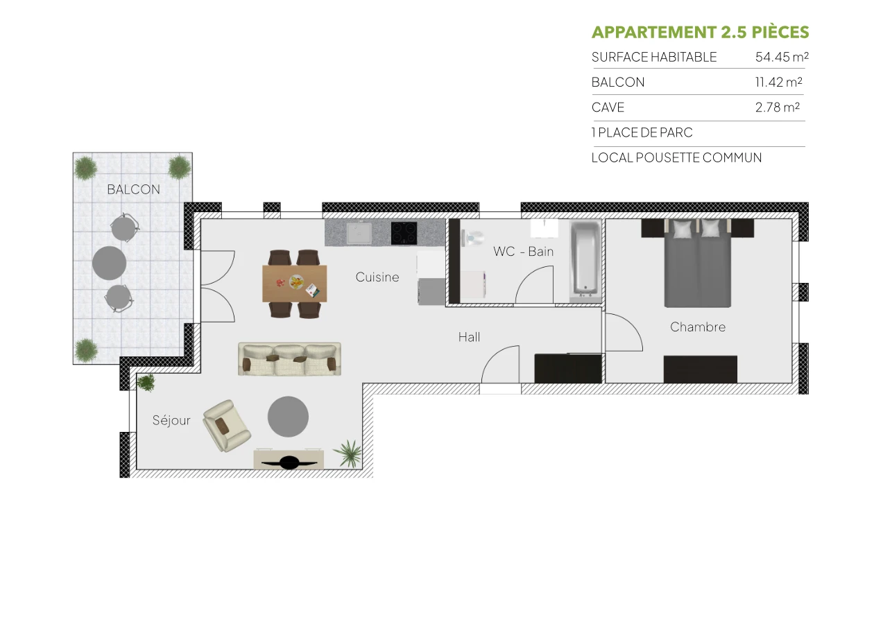 Plan 2.5 piÃ¨ces / 1er