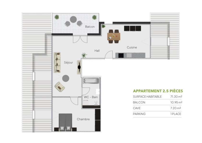 Plan 2.5 piÃ¨ces / Combles
