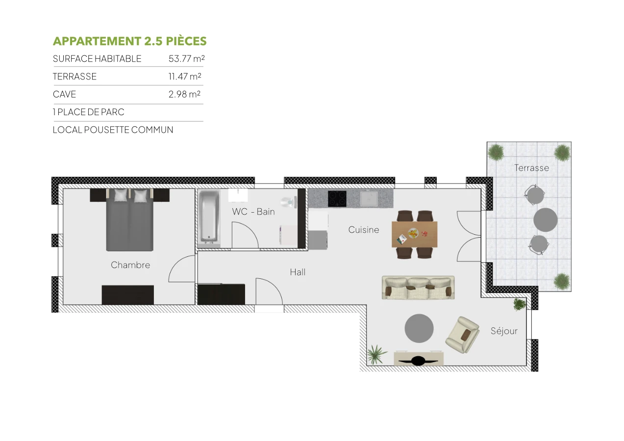 Plan 2.5 piÃ¨ces / REZ