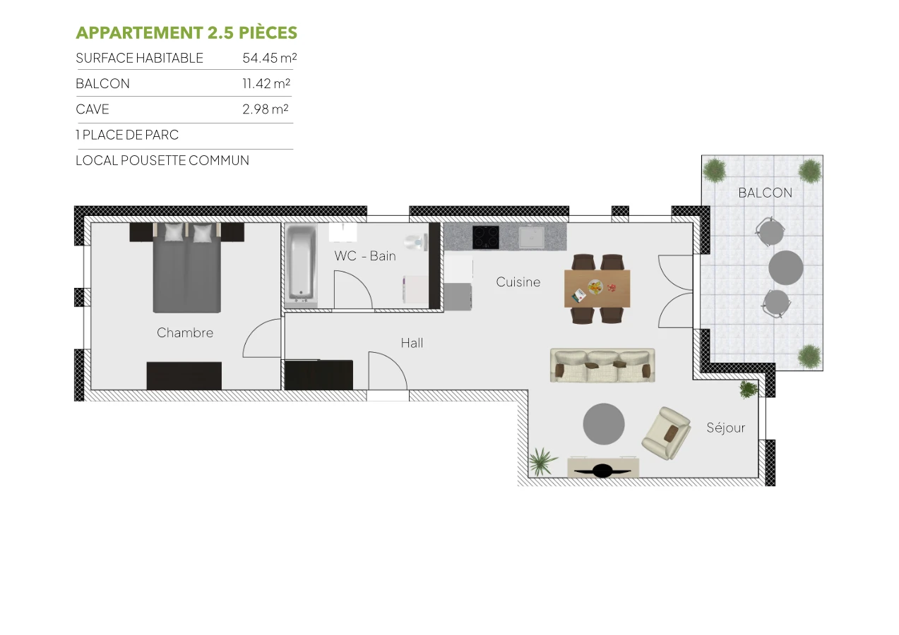 Plan 2.5 piÃ¨ces / 1er