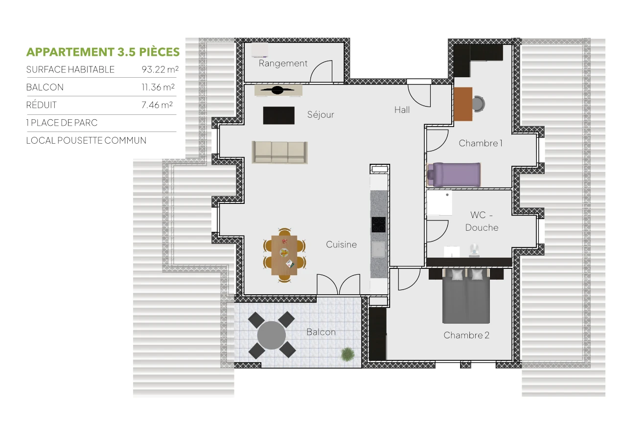 Plan 3.5 piÃ¨ces / Combles